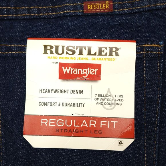 Rustler by Wrangler Mens Heavyweight Denim Jeans 46x30 Regular Fit Straight Leg - Picture 4 of 9
